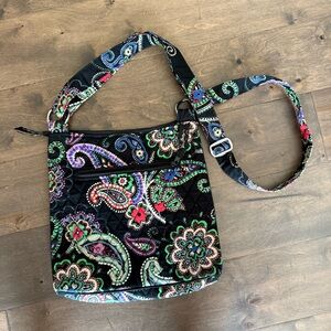 Vera Bradley Crossbody Bag – Black Paisley Floral – Excellent Condition
